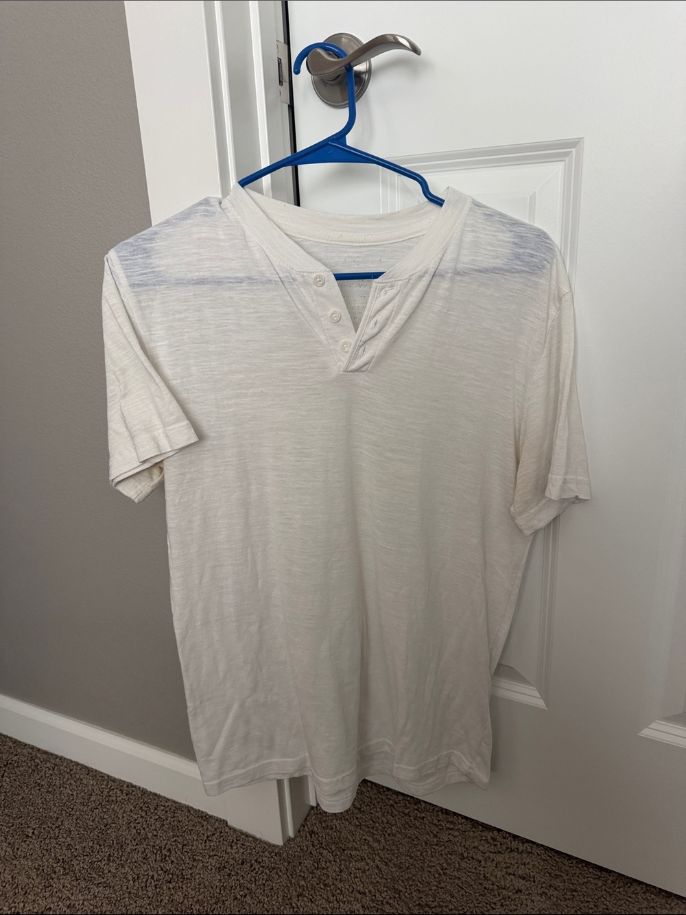 Men's Casual Short-Sleeve Henley Shirt - White